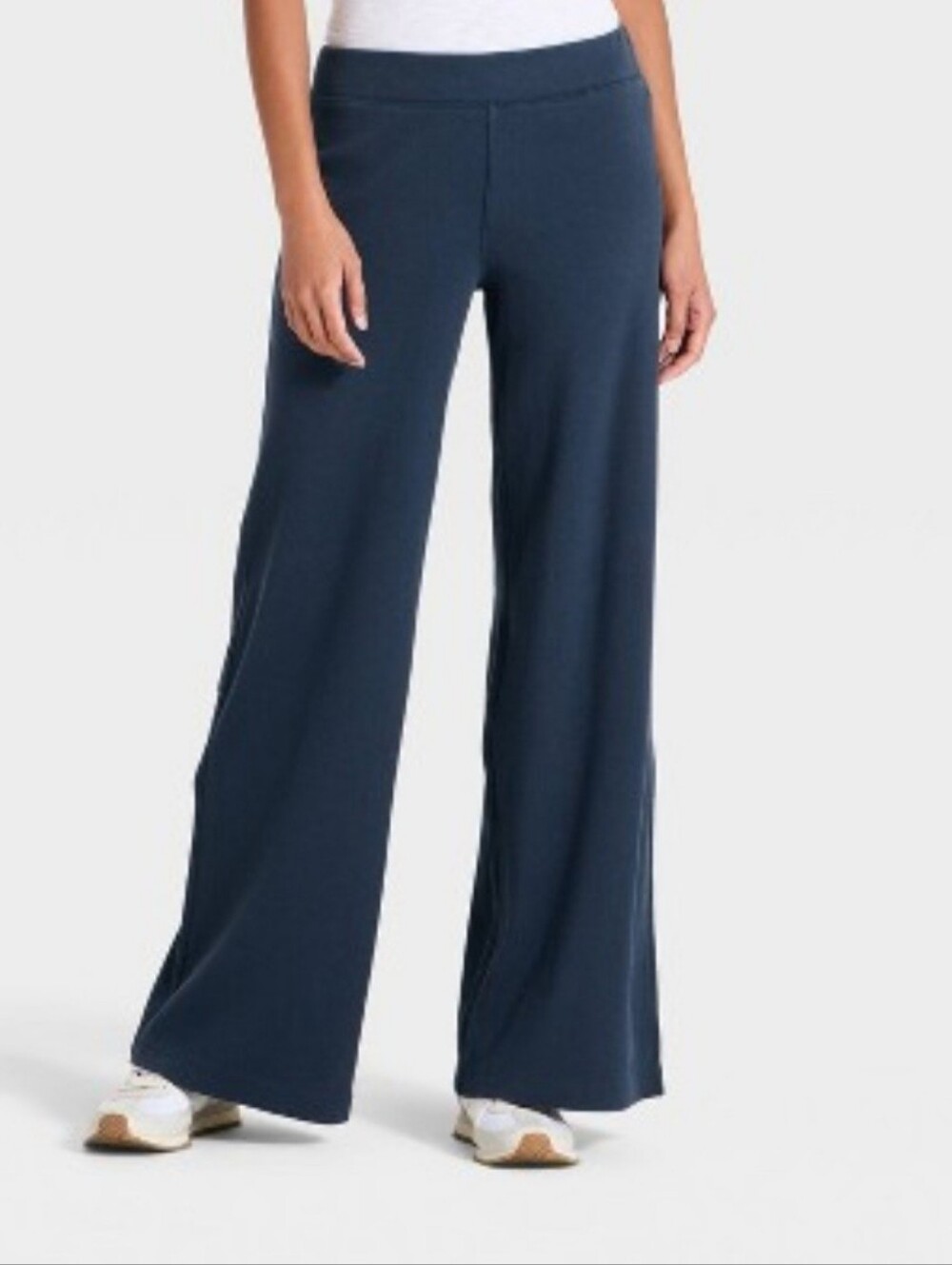 Universal Thread Women's Mid-Rise Ribbed Straight Full Leg Pull-On Pants Navy